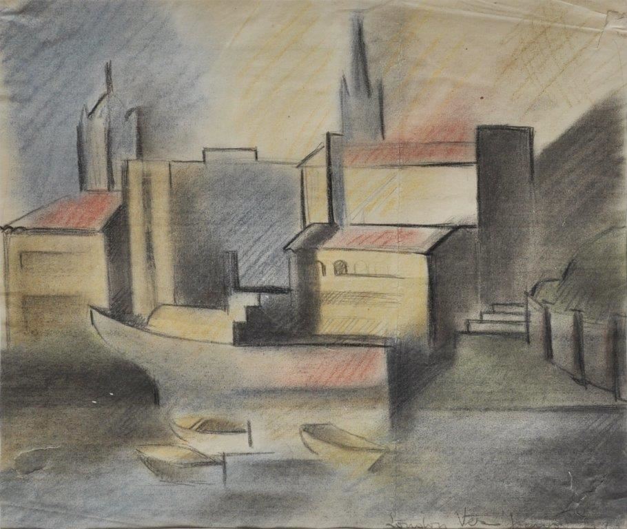 Londýn, 1926, pastel na papíře