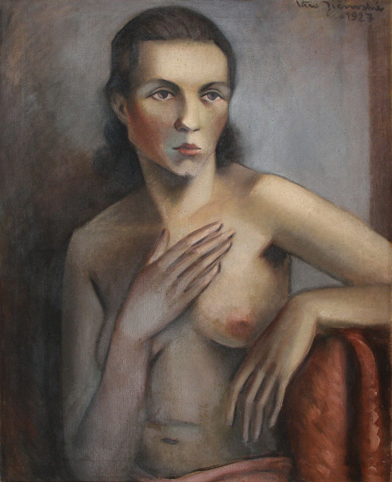 Ženský půlakt (Lydia Wisiak), 1927, olej na plátně.
