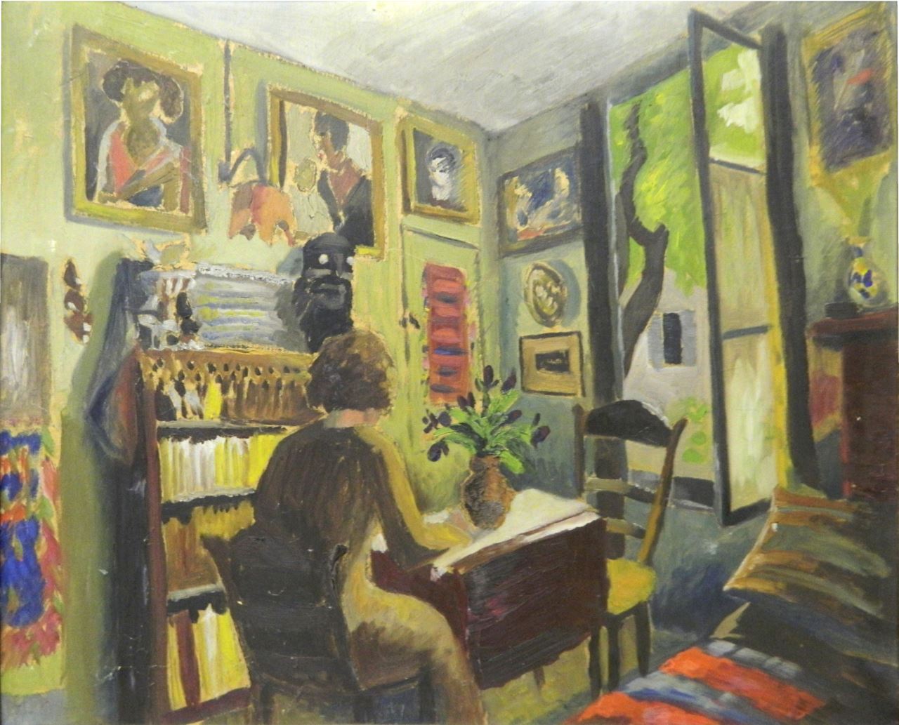 Prokop Laichter, Věra Jičínská ve svém pařížském ateliéru, 1930, olej na kartonu, 46 × 55 cm