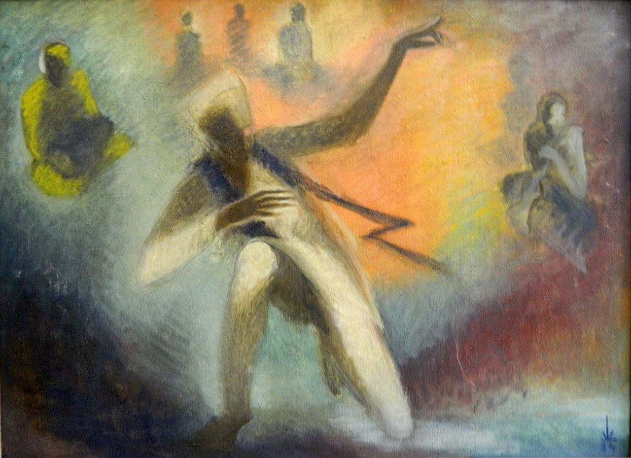 Věra Jičínská, Uday Shankar (Tanec zaklínače hadů), 1934, olej na plátně, Vlastivědné muzeum Dobruška, inv. č. 19 A 3985